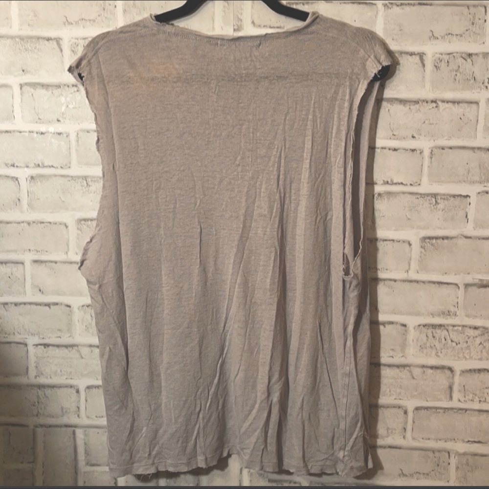 Karl Lagerfeld linen raw hem tank
